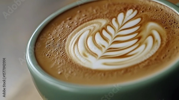 Obraz Closeup Latte Art Coffee Cup Brown Foam