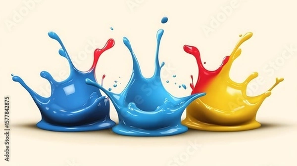 Obraz Vibrant Color Paint Splatter Blue Red Yellow