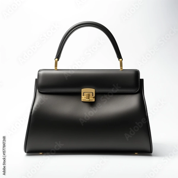 Obraz black leather bag on white background