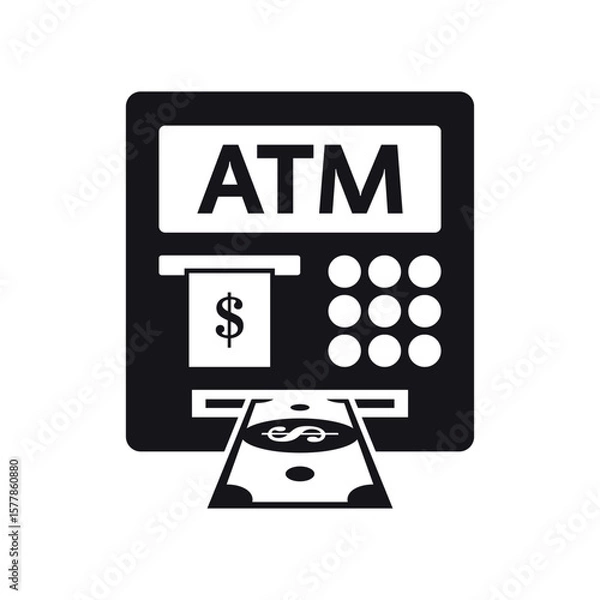Fototapeta ATM vector icon, Insert cash or receive money from ATM icon for banking apps and websites