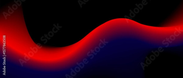 Fototapeta Abstract black background with blue and red gradient and waves isolated on a black. Vector illustration of background.