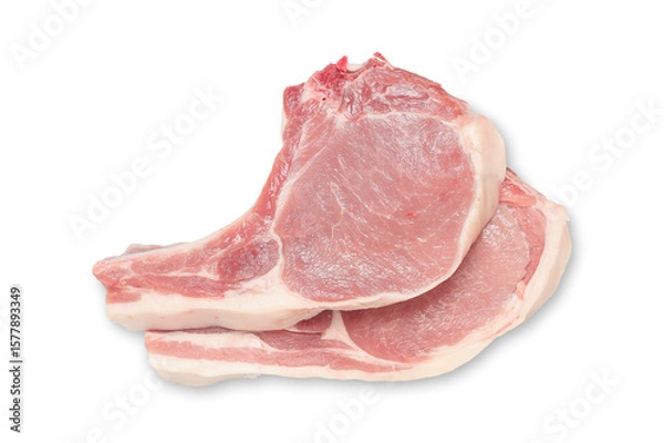 Obraz fresh raw pork steaks isolated