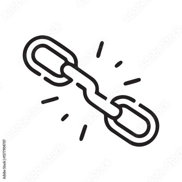 Fototapeta Broken chain link symbol connection separation