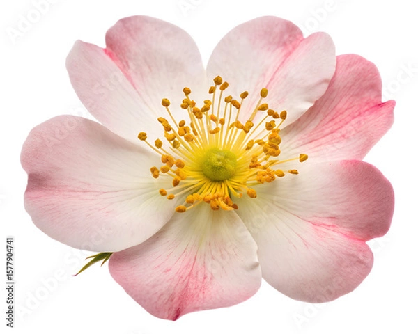 Obraz A delicate pink and white wildflower bloom with yellow stamens, isolated on a transparent background