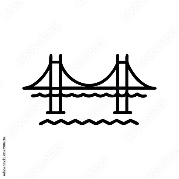 Obraz Suspension bridge over wavy water architecture waves