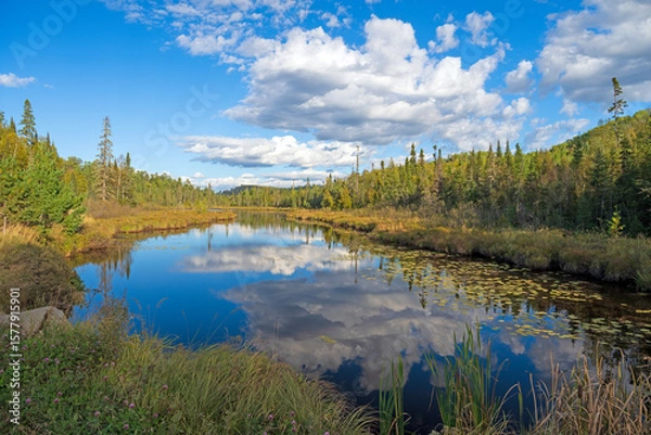 Fototapeta Cloud Reflections on a Calm Inlet