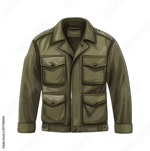 Fototapeta Cargo Jacket for Practical and Stylish Outerwear - Isolated on White Background