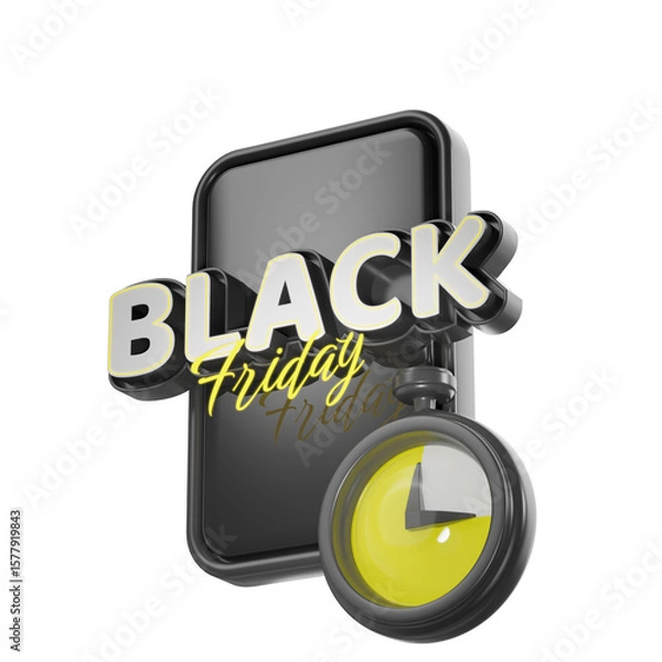 Fototapeta Black Friday timer. 3d illustration.