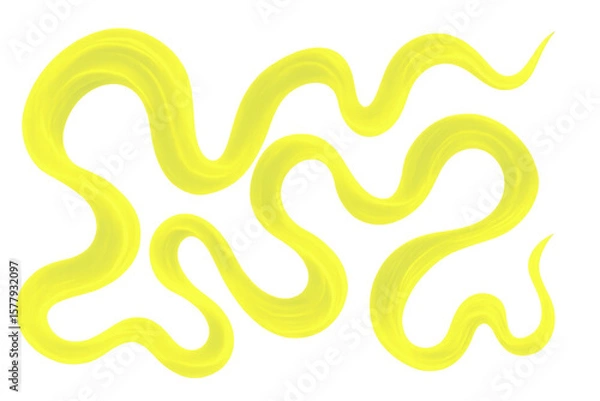 Fototapeta Wavy yellow brush strokes creating a dynamic and vibrant design element, perfect for adding a touch of creativity to any project