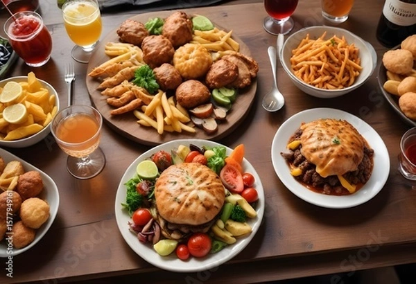 Fototapeta A table with a variety of food