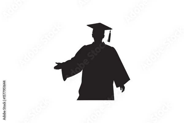 Fototapeta Silhouette of a Graduate Wearing Graduation Gown and Cap