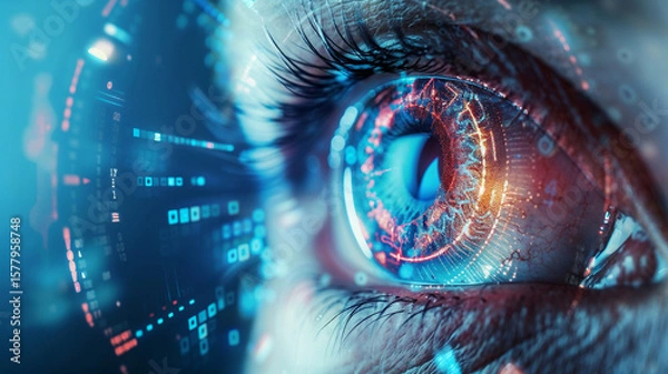 Fototapeta AI-powered retinal scanning technology for ophthalmology diagnosis and eye disease detection in medical examination