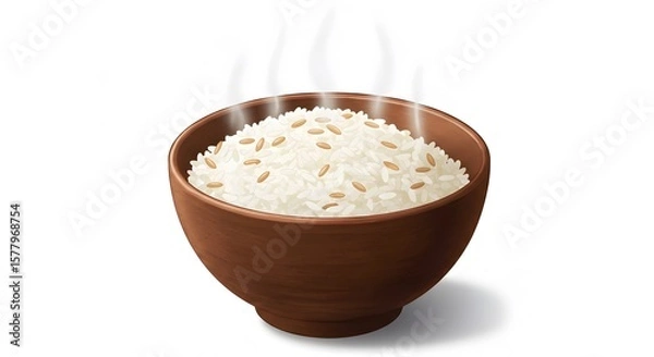 Fototapeta Steaming Bowl of Rice A Nutritious and Wholesome Meal for Balanced Diet, Featuring Warm Rice, Grains, and Aromatics, Perfect for Asian Cuisine and Healthy Eating