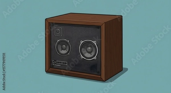 Fototapeta Vintage Audio Illustration Detailed View of a Classic Speaker System Design for Music Enthusiasts and Studio Professionals, Showcasing Iconic Sound Equipment