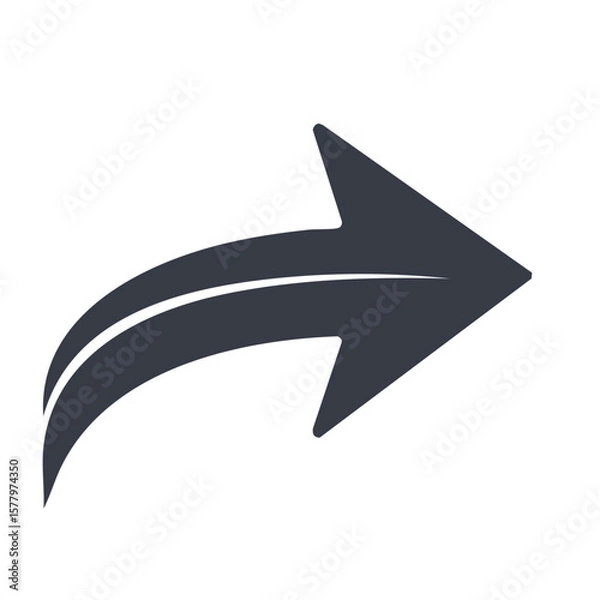 Fototapeta Dark Gray Arrow Curving Rightwards Pointing to the Future Direction and Next Steps