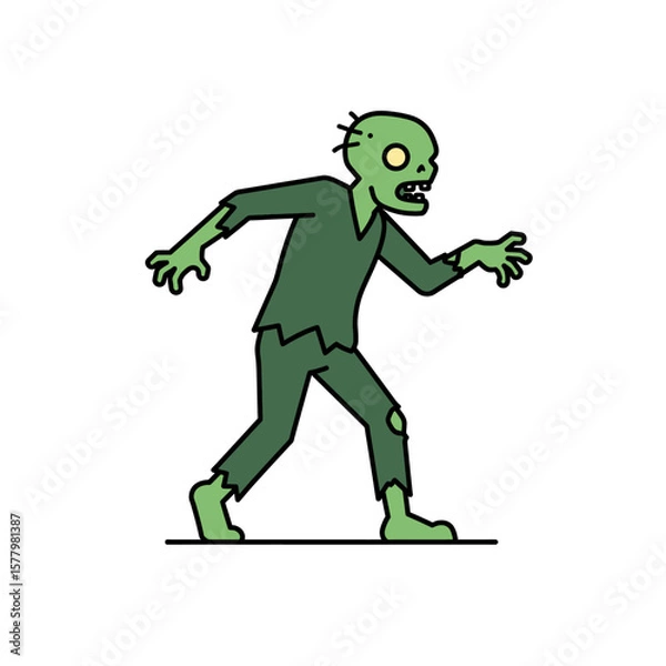 Obraz Zombie Symbol Green Flat Icon Clear Halloween Design