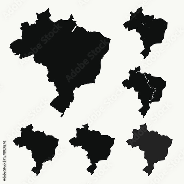 Fototapeta Brazil Map States Regions Vector Set