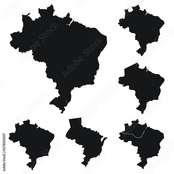 Fototapeta Brazil Map States Regions Vector Set