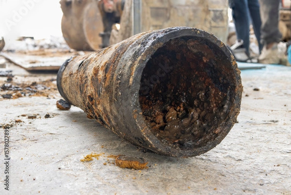 Obraz the inside of cast iron reduce pipe  150x100 mm diameter  for along time