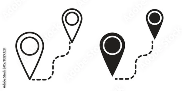 Fototapeta Distance icon symbol set in black. line and flat icons