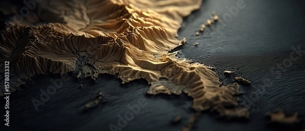 Obraz Detailed topographic map of Middle Earth from Tolkien's book