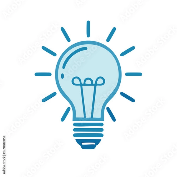 Fototapeta Blue Light Bulb Vector Icon Representing Idea Generation Innovation and Creative Thinking Process