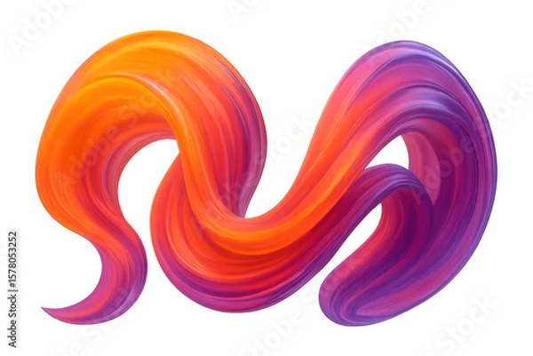 Fototapeta Vivid orange and purple brush stroke creating a dynamic swirling pattern on a transparent background