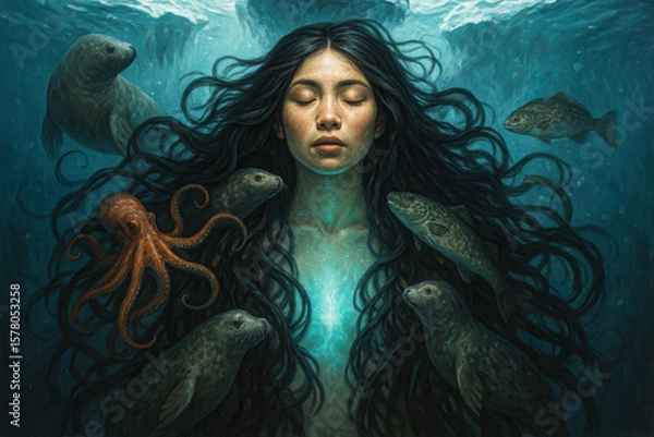 Obraz Sedna, Inuit Sea Goddess in Deep Ocean Tranquility