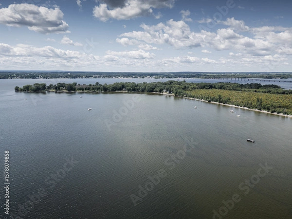 Fototapeta Aerial view of Lake Champlain.