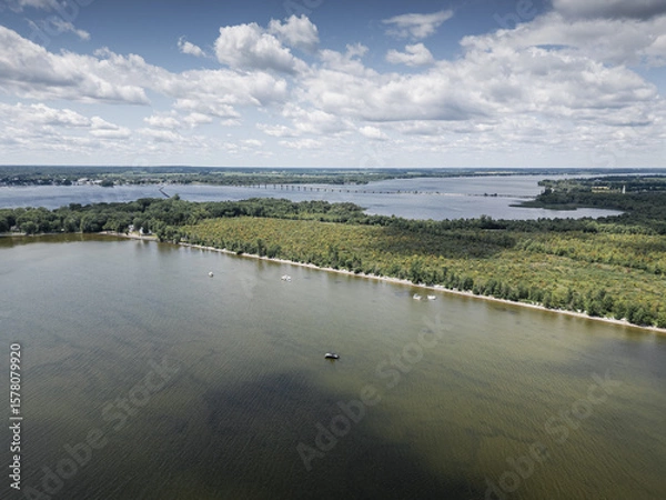 Fototapeta Aerial view of Lake Champlain.