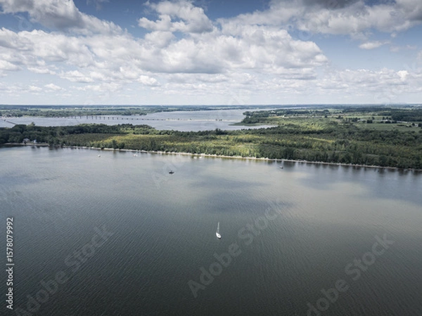 Fototapeta Aerial view of Lake Champlain.