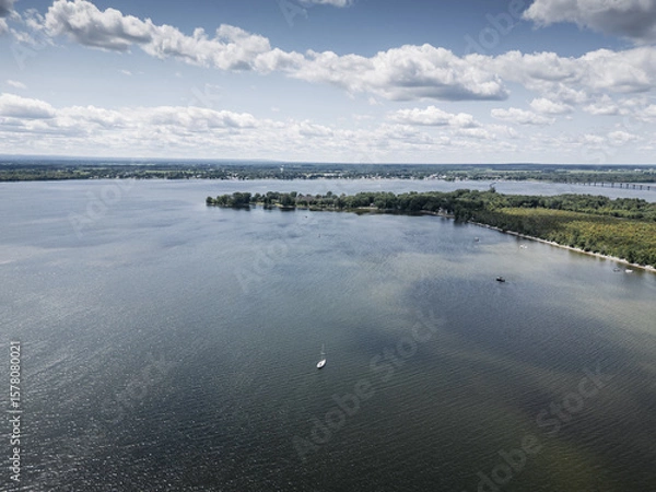 Fototapeta Aerial view of Lake Champlain.