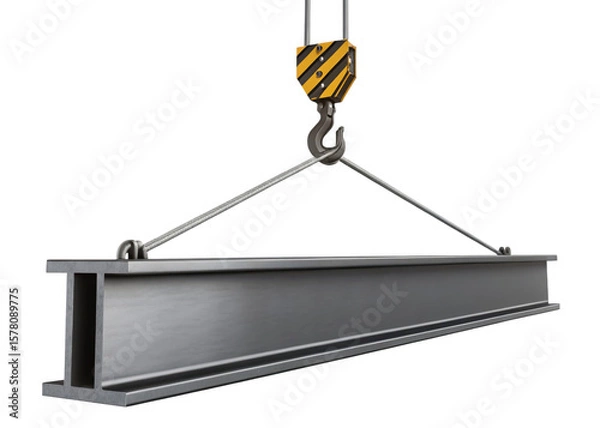 Obraz crane hook with construction metal beam on a transparent background