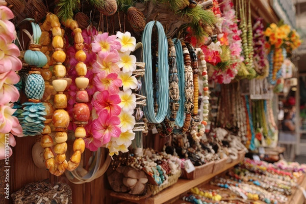 Fototapeta capture vibrant essence of hawaii through stunning imagery of local crafts and souvenirs