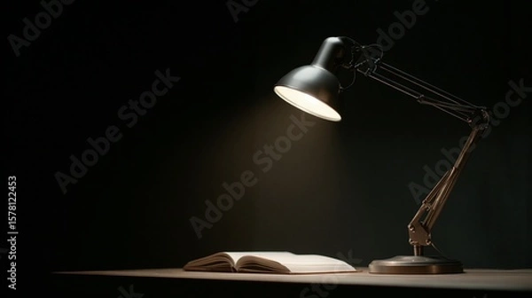 Fototapeta Illuminated book and desk lamp