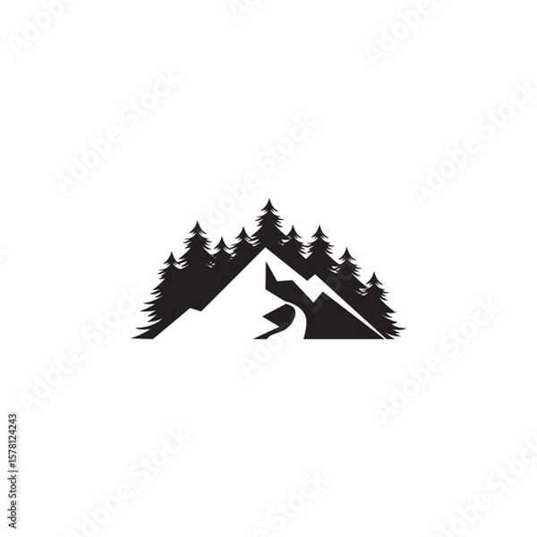 Obraz Mountain and forest vector template climber simple logo idea
