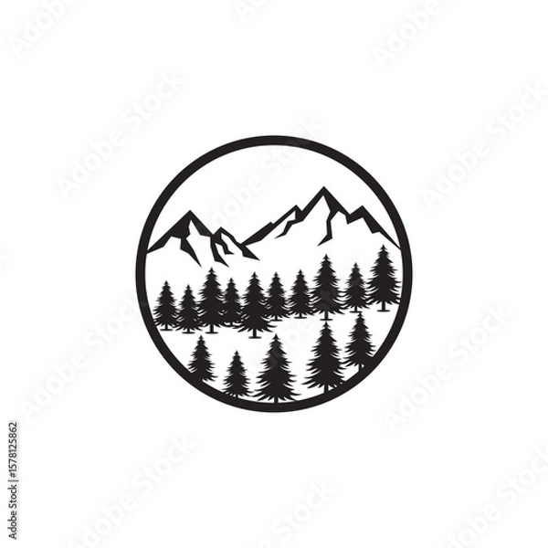 Obraz Mountain and forest vector template climber simple logo idea