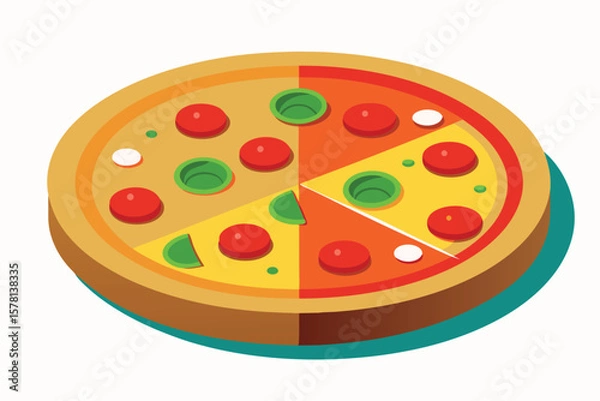 Fototapeta pizza with salami and cheese