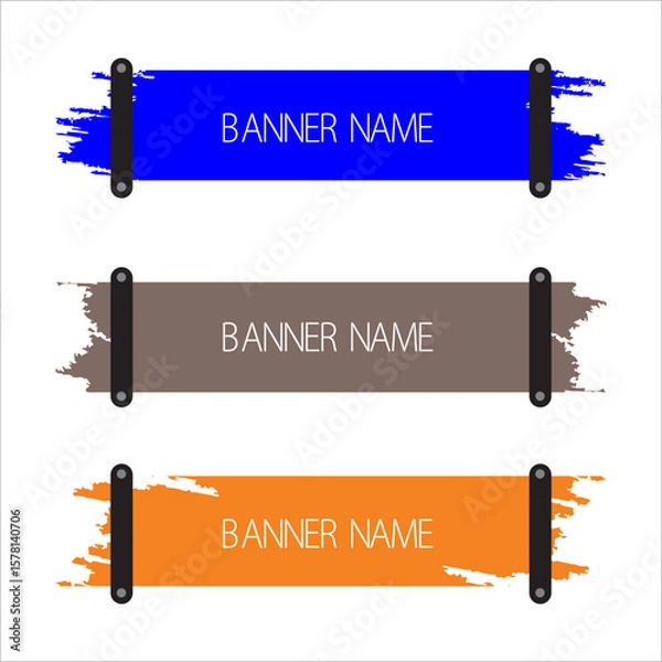 Fototapeta Set of Colorful Brush Stroke Banners with Bold Typography for Design and Presentation