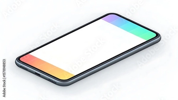 Obraz Isometric smartphone displaying gradient colors technology