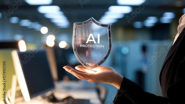 Fototapeta Visualizing artificial intelligence data protection with technological shield