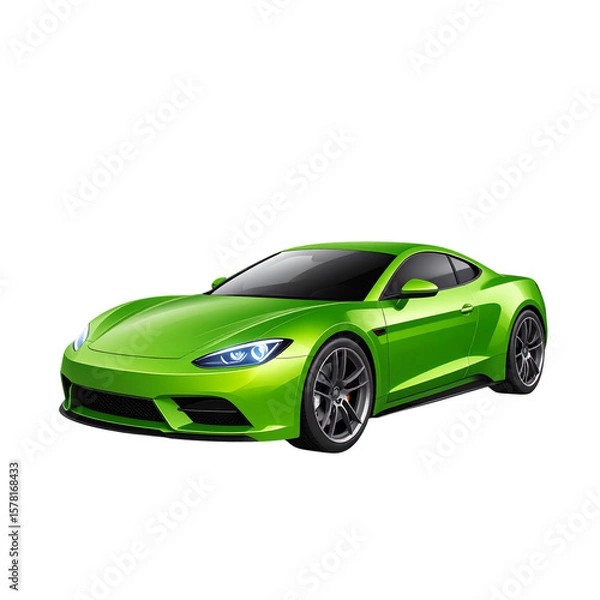 Fototapeta green sports car wallpaper with fantastic light effect background. generative ai