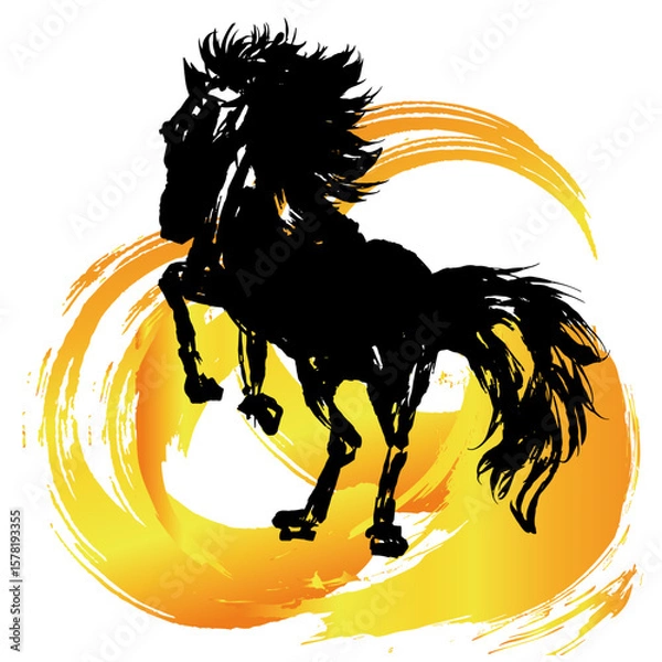 Obraz 午年の年賀状に使える和風素材のベクターイラスト