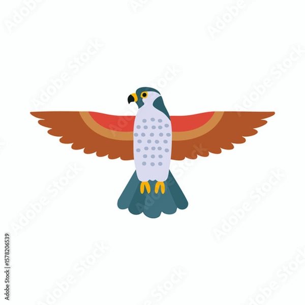 Fototapeta Colorful Illustration of a Falcon in Flight