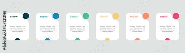 Fototapeta Six steps process infographic for data visualization