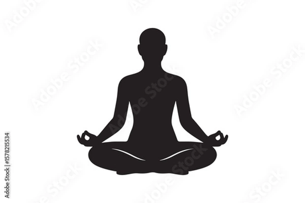 Obraz Meditation Lotus icon silhouette vector with white background