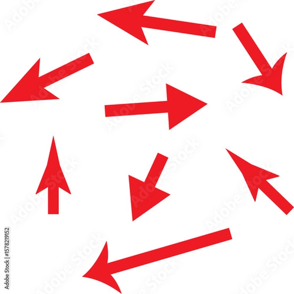 Fototapeta Collection of red arrows pointing in various directions  png