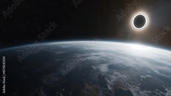 Obraz Cosmic eclipse above the planet space illustration