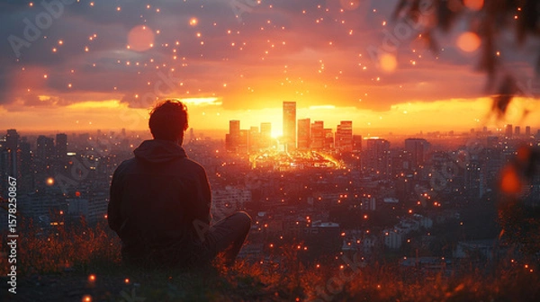 Fototapeta sunset in the mountains