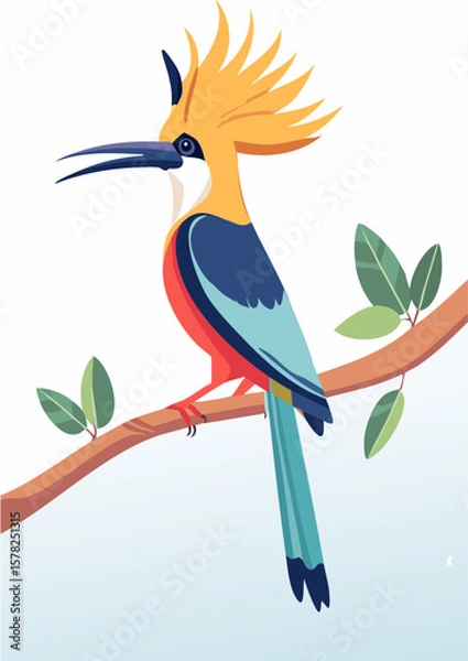 Fototapeta Flat Vector Illustration of a Colorful Bird of Paradise